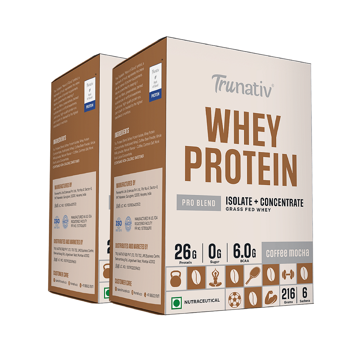 

Trunativ Pro Blend Whey Protein | Coffee Mocha | 26g Protein & 6g BCAA per Serving | Grass-Fed Isolate & Concentrate| Lab Tested for Purity & Accur...