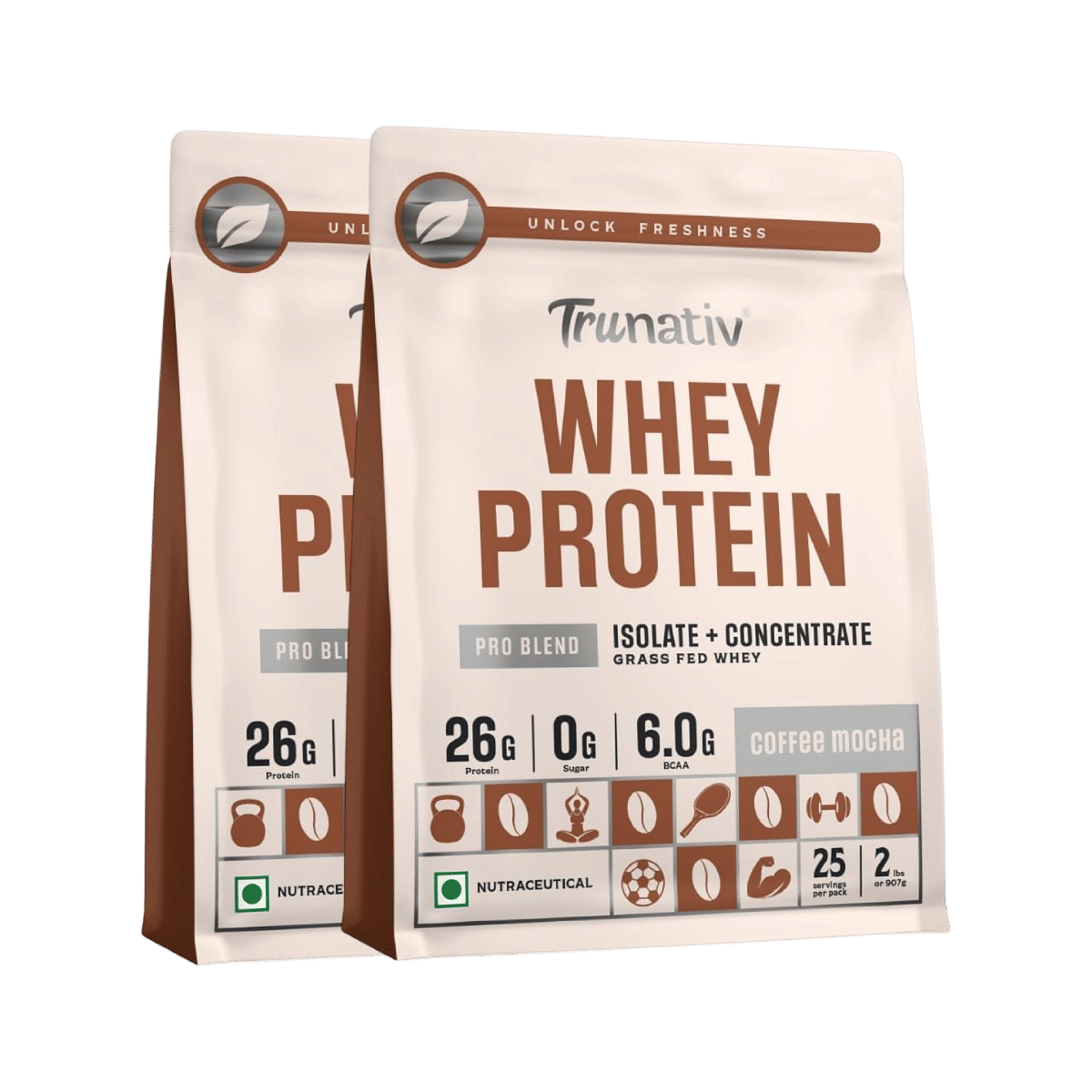 

Trunativ Whey protein powder | Blend with Isolate and Concentrate | 26g Protein | 6g BCAA | No added Sugar | Faster Muscle Recovery & Improved Stre...