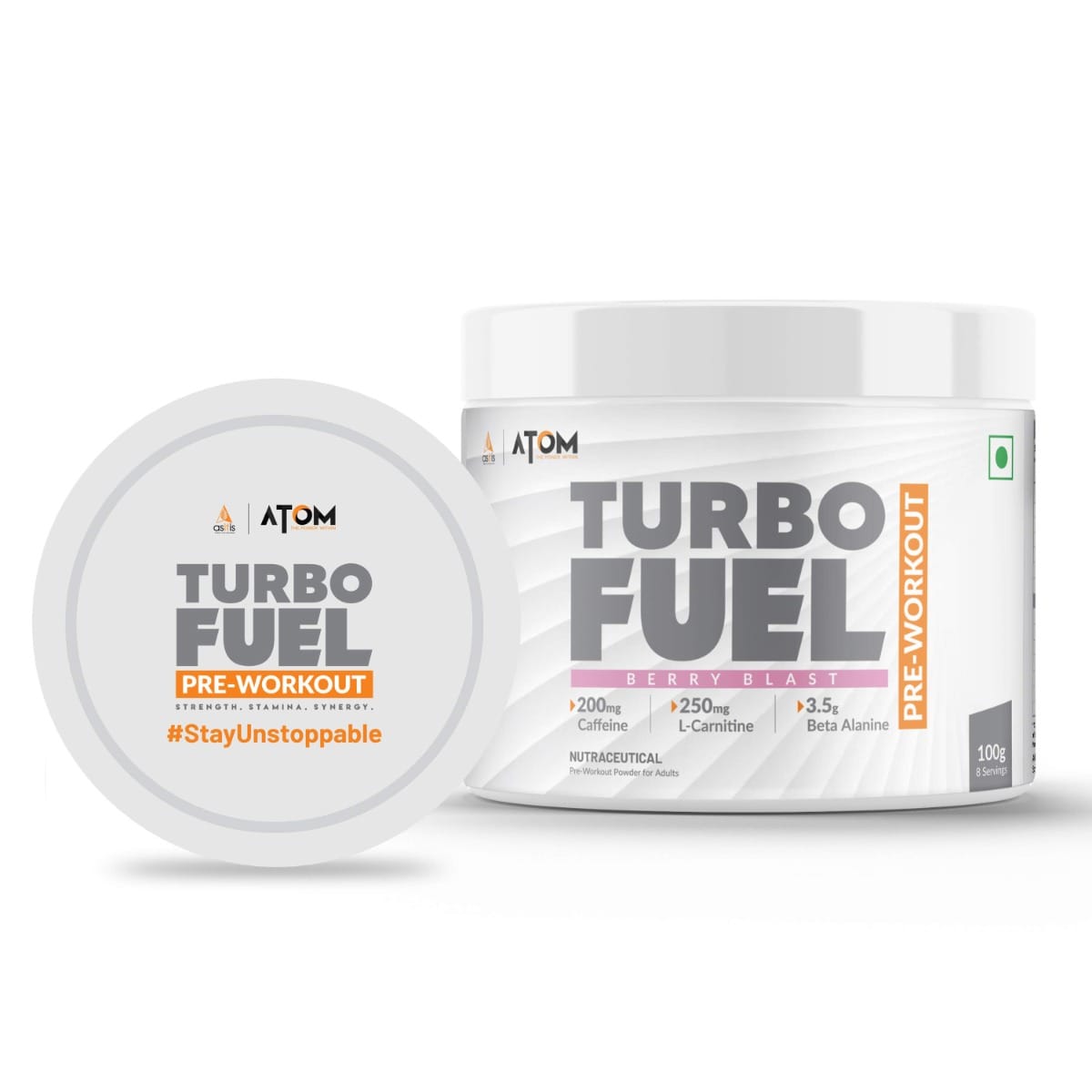 

AS-IT-IS ATOM I TURBO FUEL I Pre-Workout Formula I 200mg Caffeine, 4.3g Citrulline, 3.5g Beta Alanine I Energy, Strength, Focus & Muscle Pump Suppo...