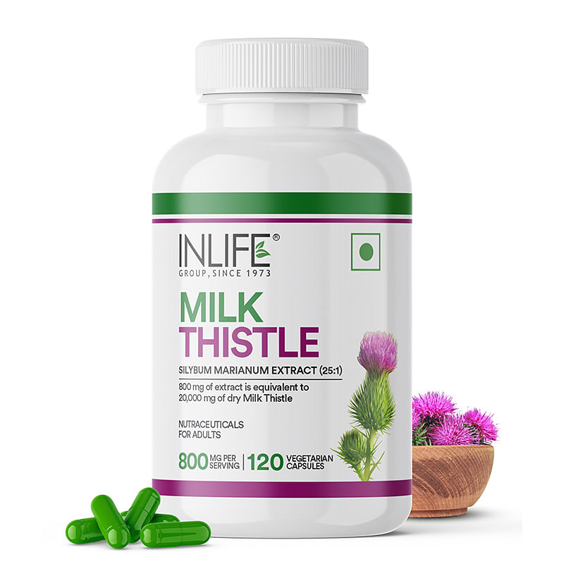 

INLIFE Milk Thistle Extract 800mg | 80% Silymarin Liver Support Supplement - 120 Vegetarian Capsules