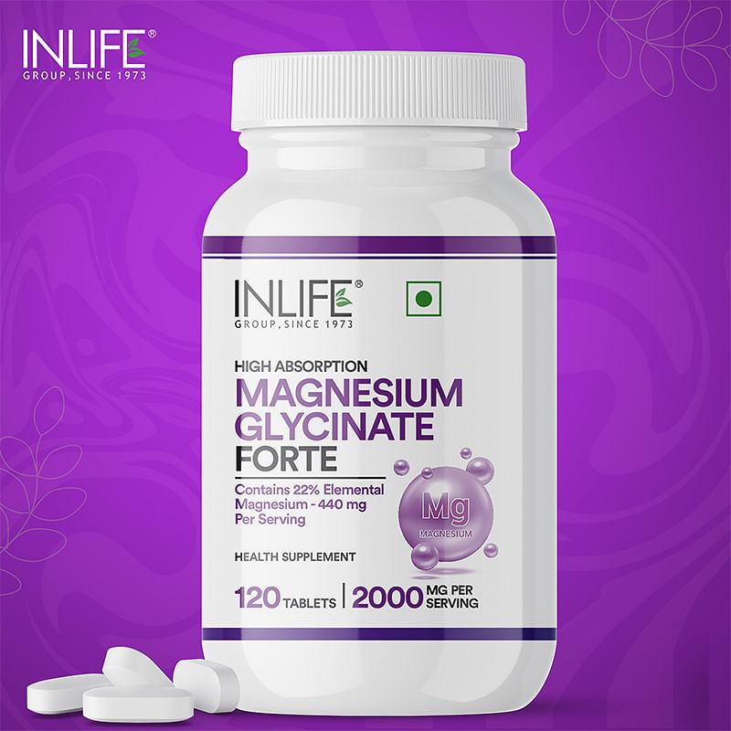 

INLIFE Chelated Magnesium Glycinate Supplement 2000mg Per Serving, High Absorption for Relaxation & Healthy Muscle Function - 120 Tablets