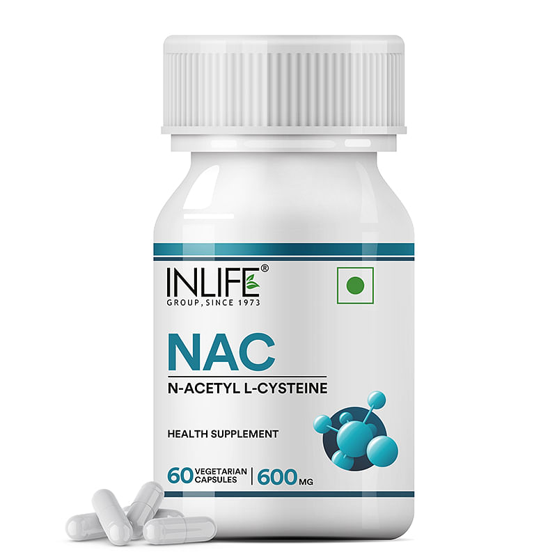 

INLIFE N Acetyl Cysteine NAC Supplement 600mg | Antioxidant, Supports Liver & Respiratory Health - 60 Vegetarian Capsules