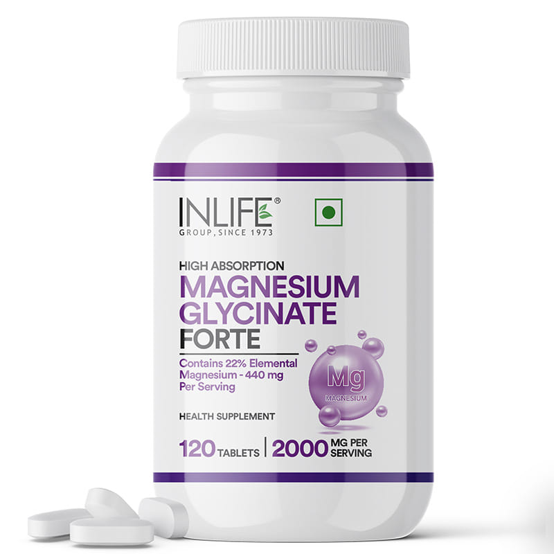 

INLIFE Chelated Magnesium Glycinate Supplement 2000mg Per Serving, High Absorption for Relaxation & Healthy Muscle Function - 120 Tablets