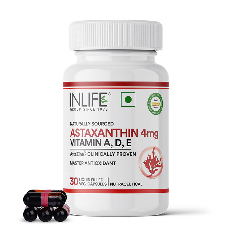 

INLIFE Astaxanthin 4 mg Supplement AstaZine | Natural Antioxidant Supplement with Vitamin A, D3 & E – High Absorption Formula – 30 Liquid Filled Ve...