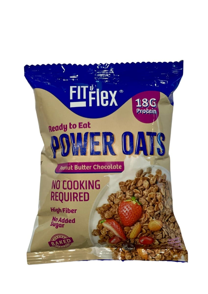 

Fit And Flex Power Oats | High Protein, Zero Sugar, Ready To Eat Baked Oats, Peanut Butter Chocolate Power Oats