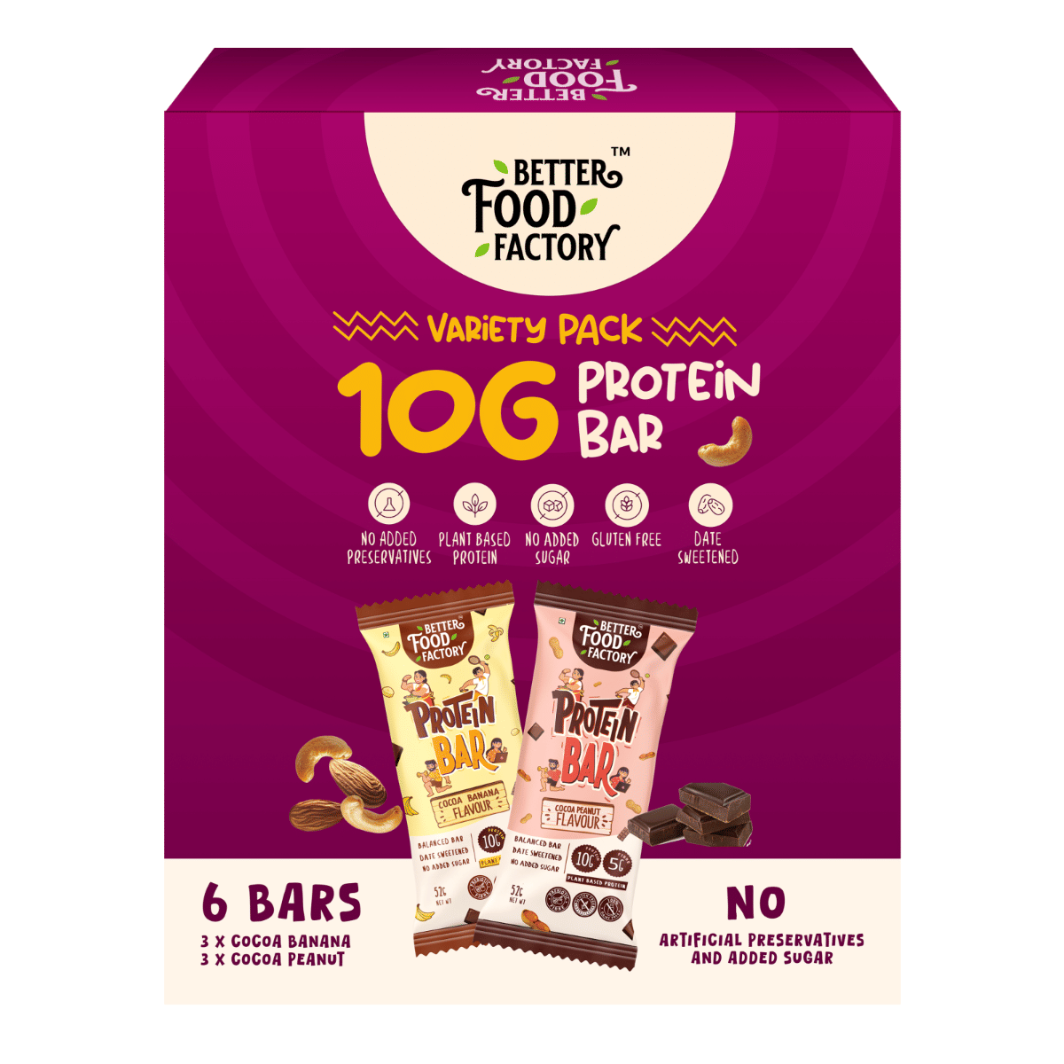 

Better Food Factory 10G Protein Bars Variety Pack of 6