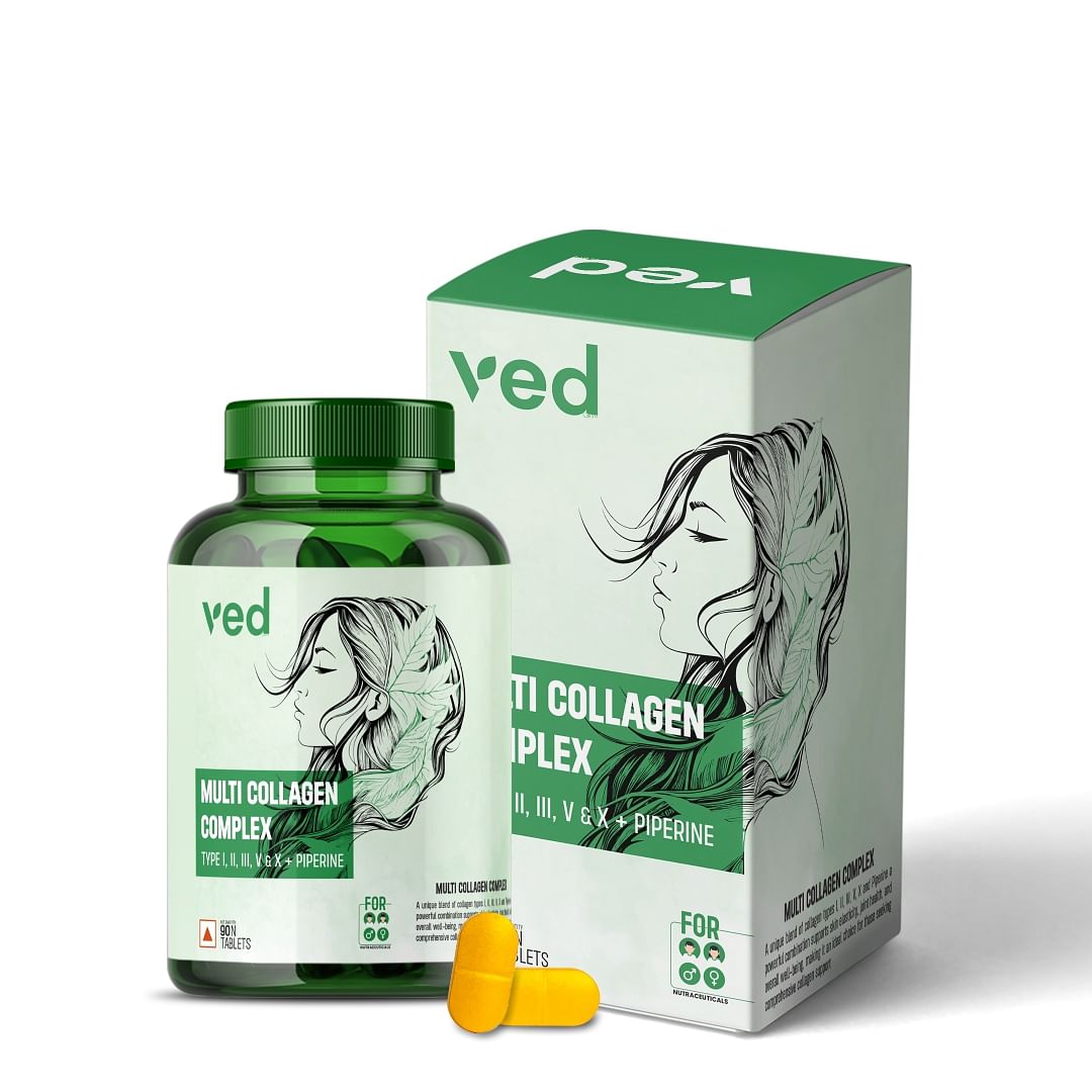 

VEDayu Hydrolyzed Multi Collagen Peptide 1800mg with all 5 Types of Collagen Including TYPE I, II, III, V & X Collagen Powder - 90 Tablets