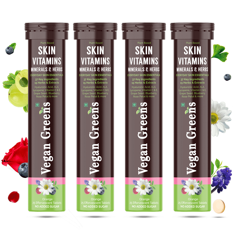 

Vegan Greens Skin Vitamins 37 Ingredients, Herbs with Hyaluronic Acid, ALA, Lycopene, Vit. E & C Daily Skin Hydration, Repair, Heal, Detox, Acne Co...