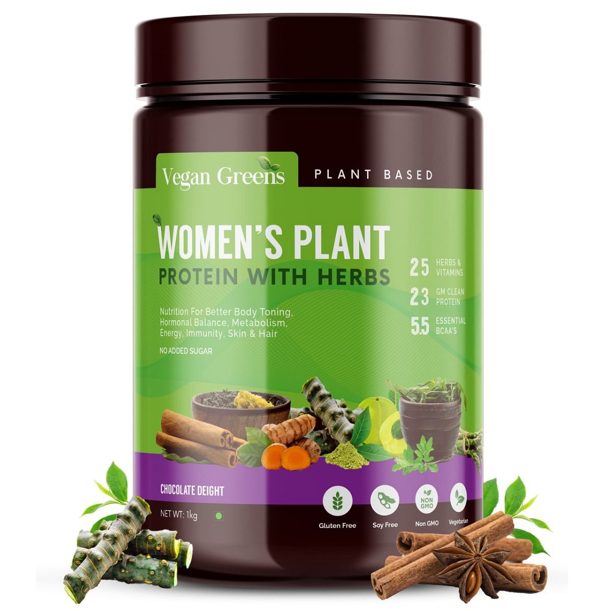 

Vegan Greens Women Plant Protein With Ayurvedic Herbs- Natural Clean Plant Protein, Herbs, Vitamins & Minerals For Hormonal Balance, Metabolism, Sk...