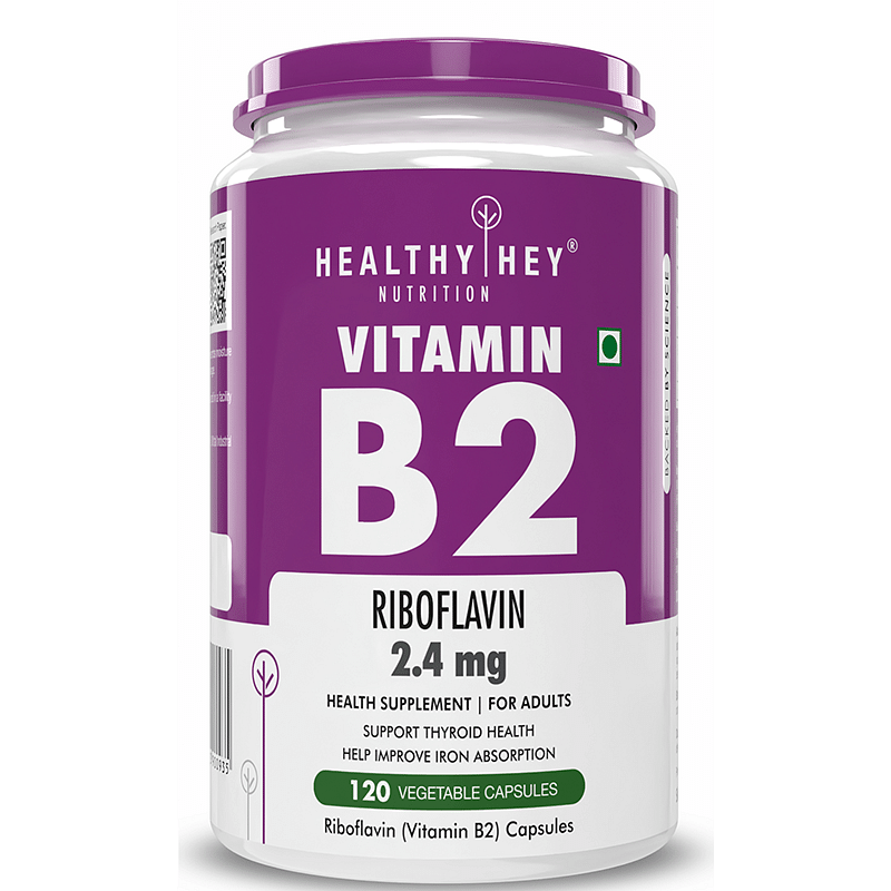 

HealthyHey Nutrition Vitamin B2 - Riboflavin 2.4mg - 120 Veg Capsules