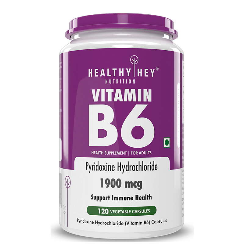 HealthyHey Nutrition Vitamin B6 Pyridoxine 120 Veg. Capsules