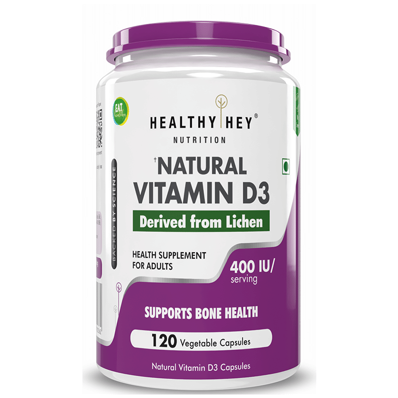 

HealthyHey Vegan Vitamin D3 - Natural Plant Based - Non GMO - Gluten Free - 400 IU 120 Veg Capsules