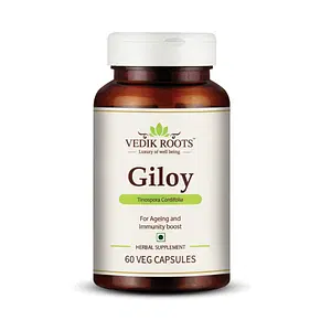 Vedikroots Giloy Capsules - An Ayurvedic Supplement Supports Digestion, Ageing & Immunity Boost