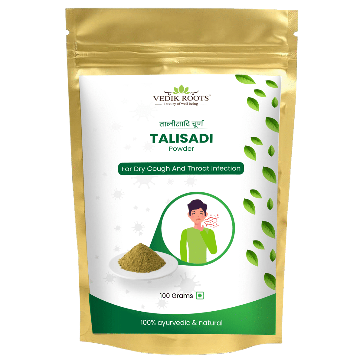 

Vedikroots Pure Talisadi Powder – An Ayurvedic Secret To Treat Dry Cough And Cold!!(100 GM)