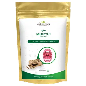 Vedikroots Pure Mulethi Powder - Ayurvedic Herb For Cold, Cough & Throat Relief(100 GM)
