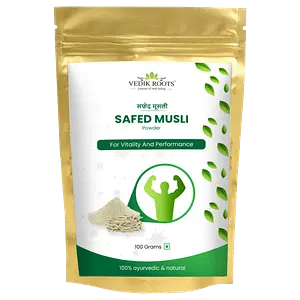 Vedikroots Pure Safed Musli Powder – A Natural Ayurvedic Remedy For Vitality And Performance(100 GM)