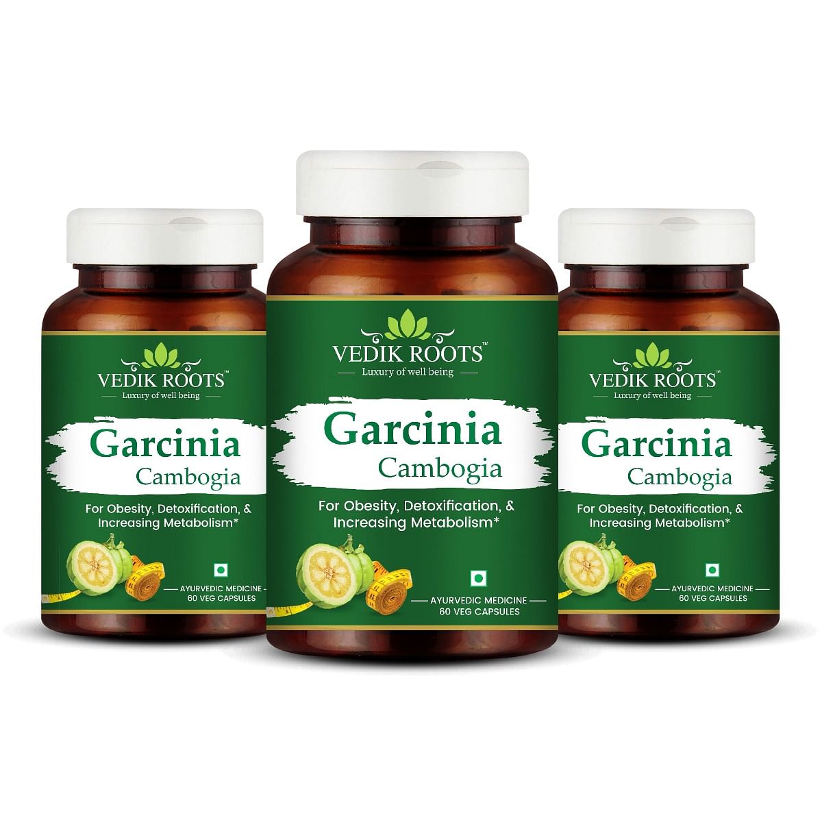 

Vedikroots Garcinia Cambogia Ayurvedic Capsules| Improves Digestion | Fat Burner | Weight Loss Supplement For Women And Men (Pack of 3)