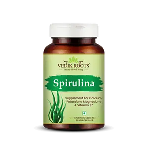 Vedikroots Spirulina Capsules - Natural Source of Calcium, Potassium, and Vitamin B