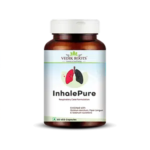 Vedikroots InhalePure | Supports Healthy Respiratory System |Helps in Nasal Decongestion | Helps Fight Throat Infections | Helps Relieve Respiratory Disorders | 60 Veg Capsules