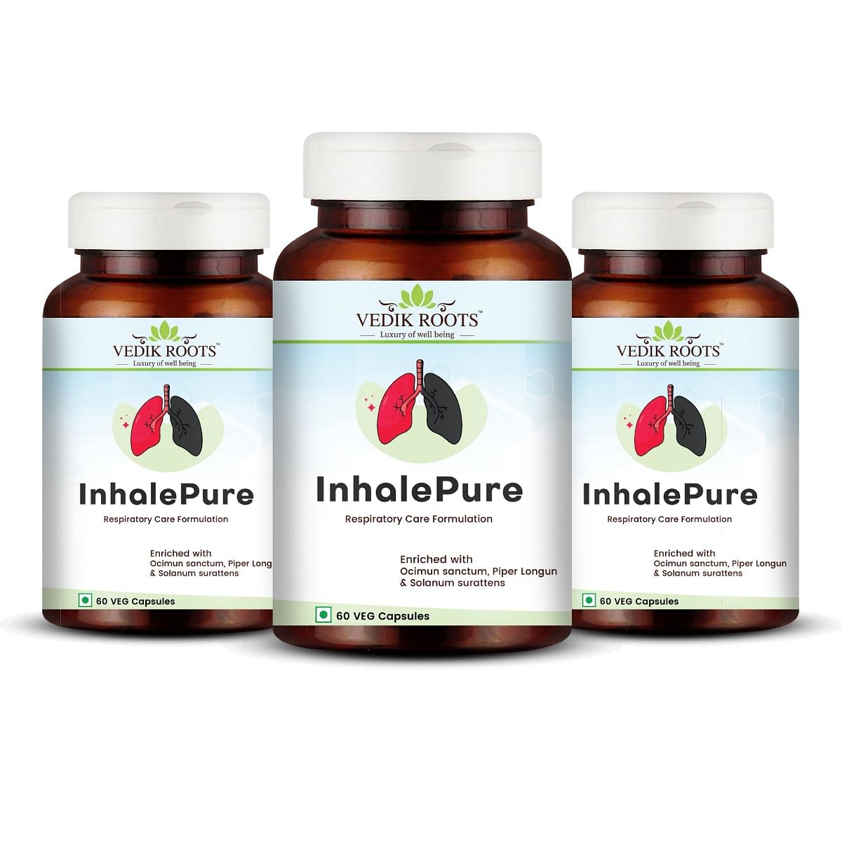 

Vedikroots InhalePure | Supports Healthy Respiratory System |Helps in Nasal Decongestion | Helps Fight Throat Infections | Helps Relieve Respirator...