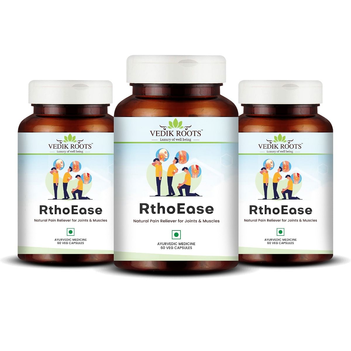 

Vedikroots RthoEase | Herbal Supplement to manage Joint Pain & Bone Health | Helps reduce Inflammation | Provides Relief from Body Aches | 60 Veg C...