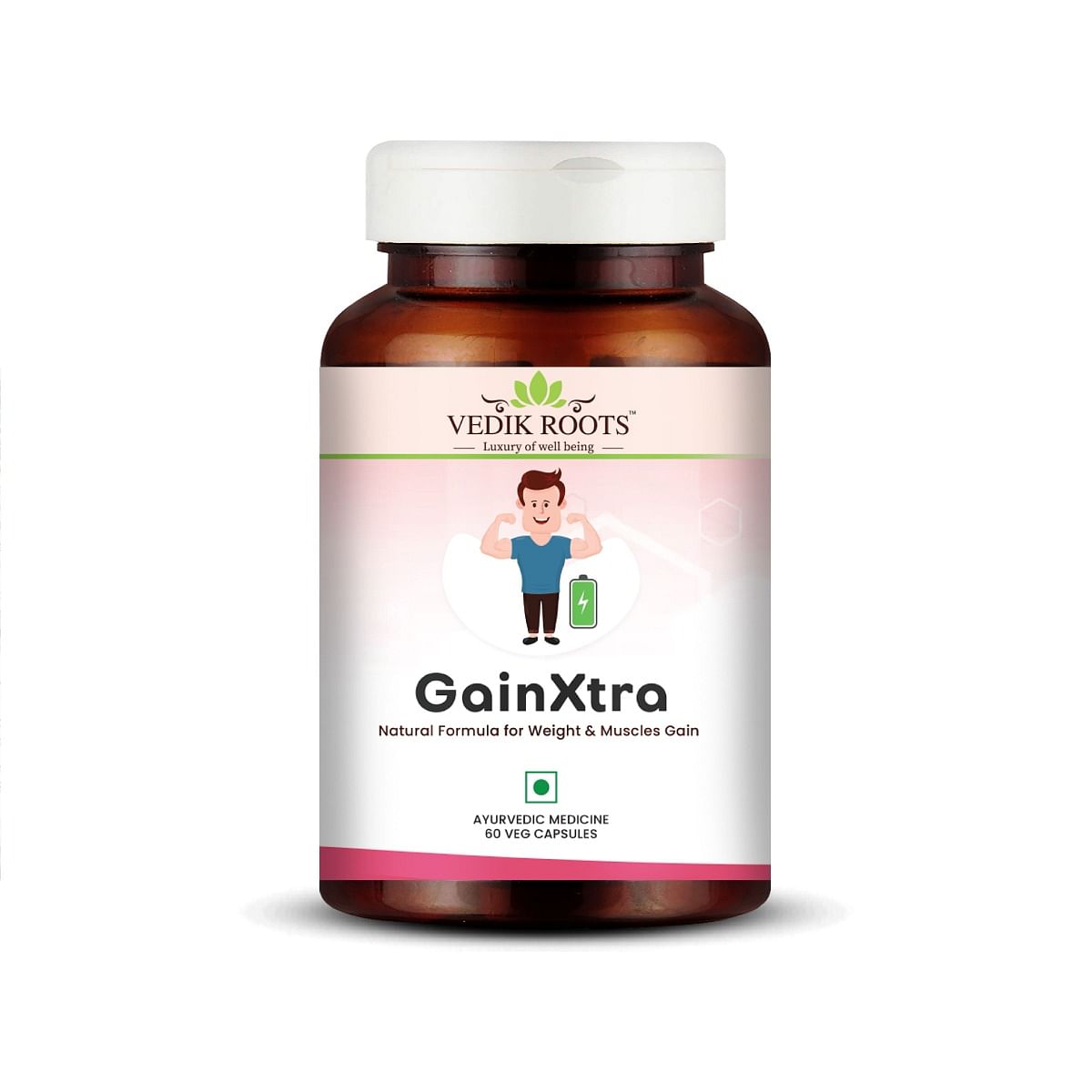 

Vedikroots GainXtra | Ayurvedic Supplement to help for Weight Gain | Helps Increase Muscle Mass & Bone Strength | Natural Solution Weight Gain | 60...
