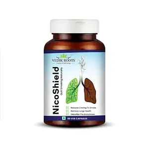 Vedikroots NicoShield | Herbal solution to Help Quit Smoking Naturally | Helps Reduce Craving To Smoke | Ayurvedic Herbal Supplement | 60 Veg Capsules
