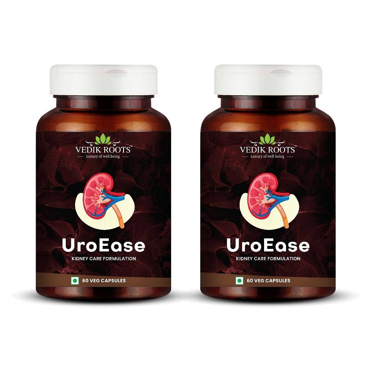 

Vedikroots UroEase | Ayurvedic Herbal Supplement to Help Maintain Kidney Health & Uric Acid Level | Provides Support to Manage Urinary Tract | 60 V...