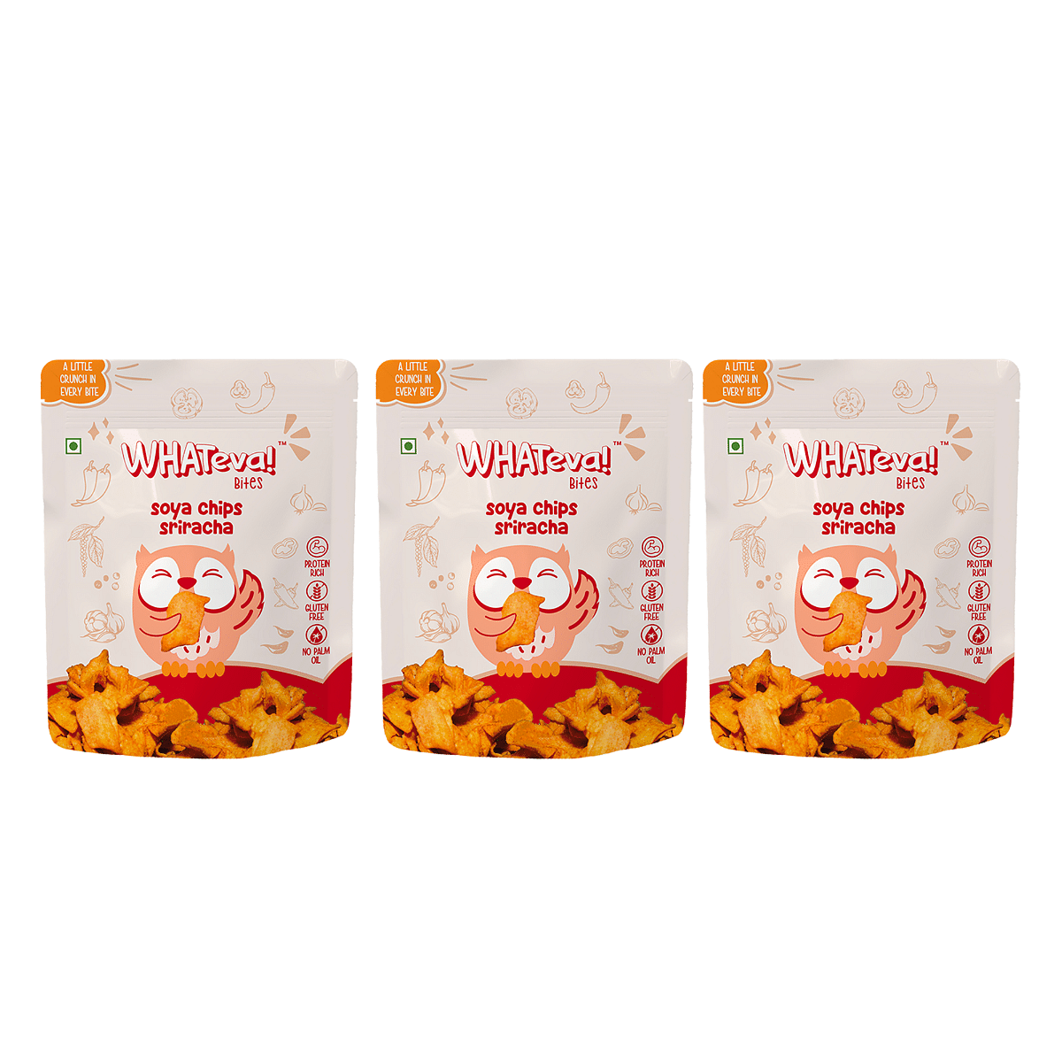 

WHATeva! bites Sriracha Soya Chips 100 gm (Pack of 3)