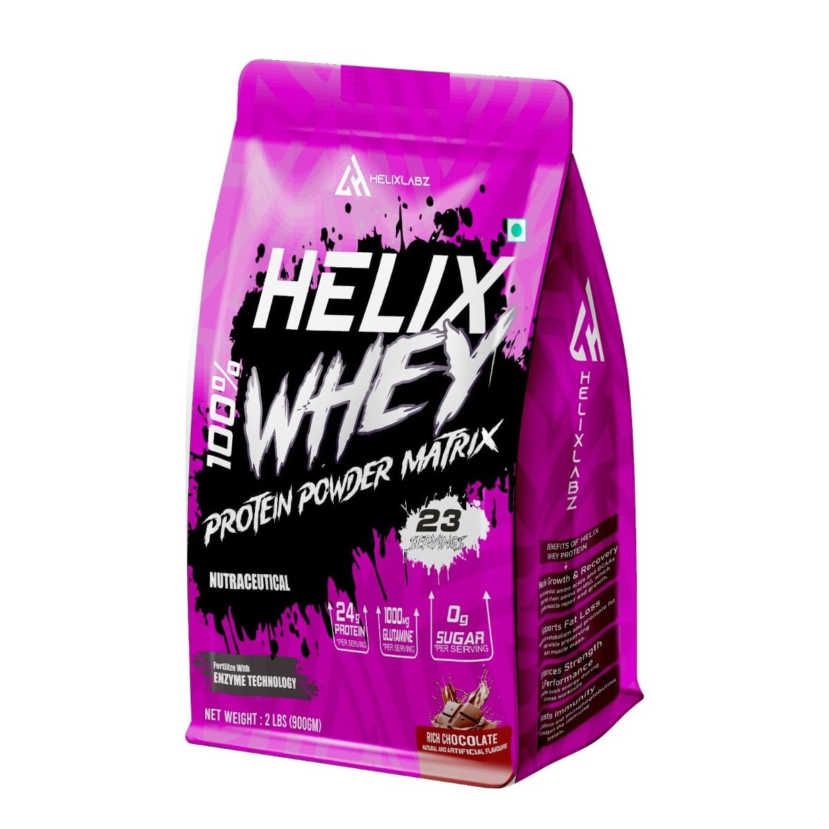 

Helixlabz Whey Protein promotes lean muscle growth & Fastest Recovery | 136 Kcal ,Protein 24 Gm | Chocolate | 900 Gm