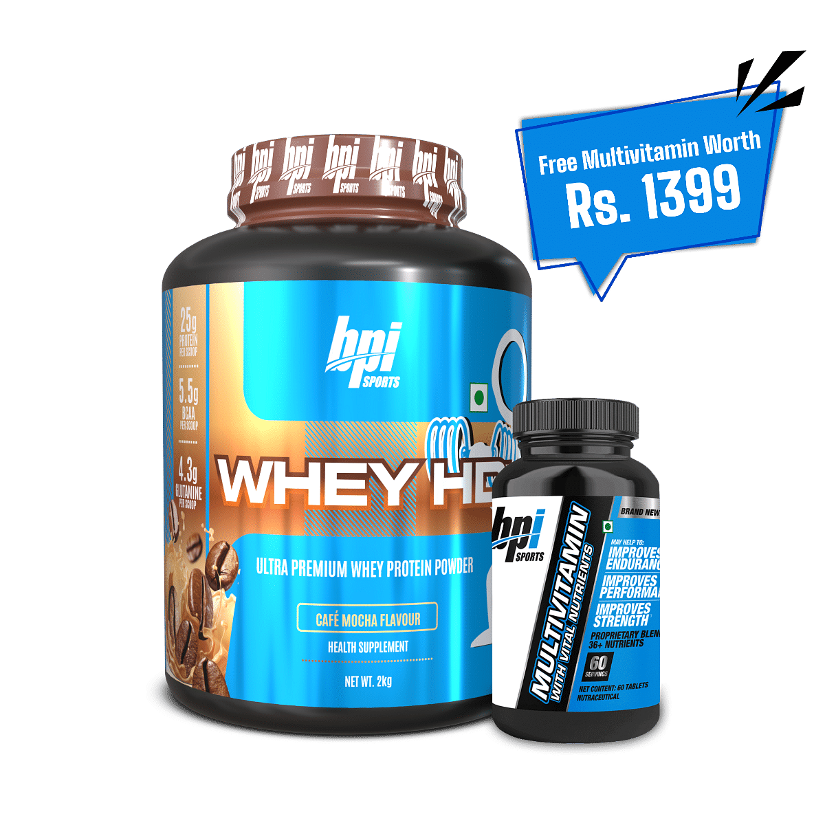 

BPI Sports Whey HD Ultra Premium Protein Powder| Café Mocha |2kg| 25g Protein, Whey Protein Concentrate, 54 Servings