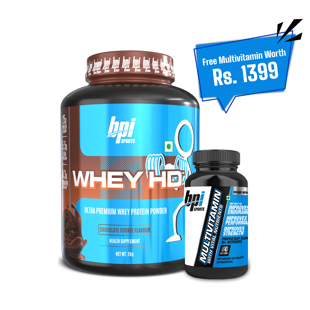 

BPI Sports Whey HD Ultra Premium Protein Powder| Chocolate Cookie |2kg| 25g Protein, Whey Protein Concentrate, 54 Servings