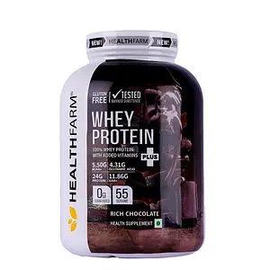 Healthfarm Whey Protein Plus + Vitamins 2kg | 55 Servings | 24g Protein | Rich Chocolate
