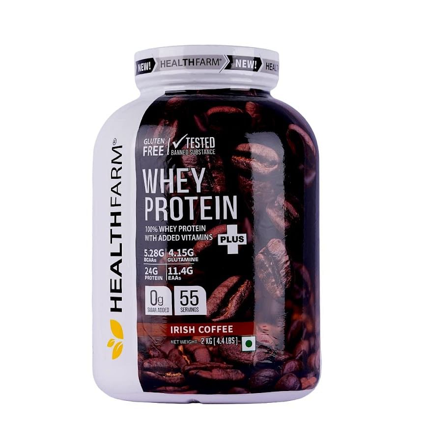 

HEALTHFARM Whey protein plus with added vitamins|58 SERVINGS|24 G PROTEIN PER SERVING|5.29G BCAA|4.15G GLUTAMINE|Build Lean and Bigger Muscles (IRI...