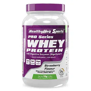 HealthyHey Sports Whey Protein Concentrate - 1 KG - Helps in Muscle Synthesis (Strawberry, 1 kg)
