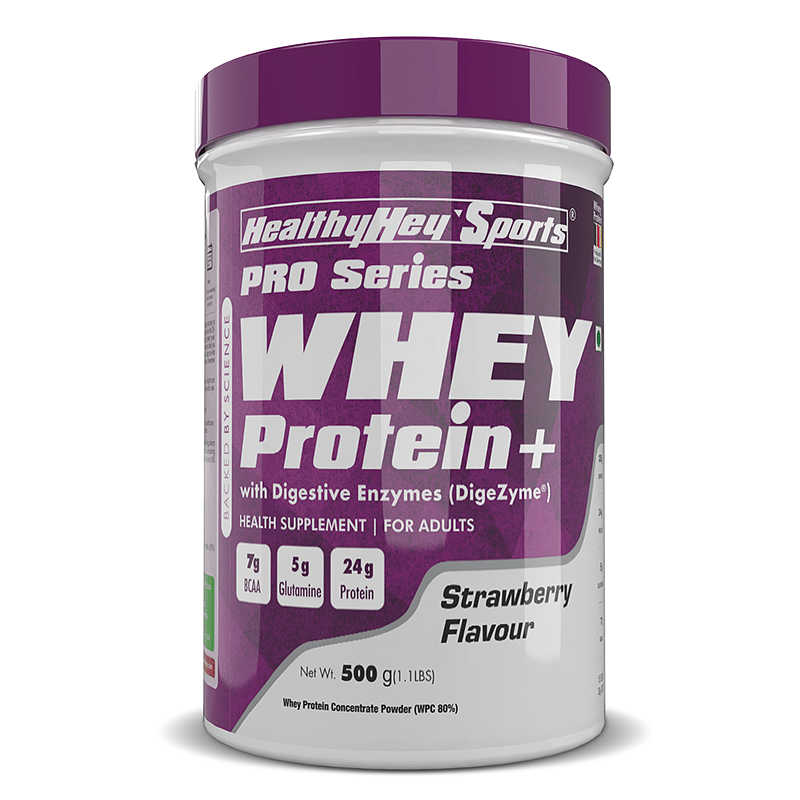 

HealthyHey Sports Whey Protein Concentrate - 1 KG - Helps in Muscle Synthesis (Strawberry, 1 kg)