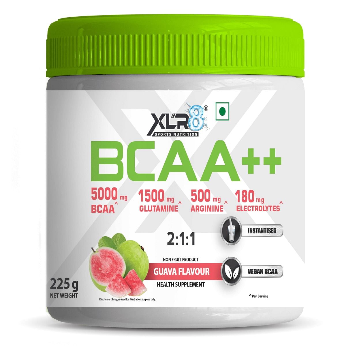 XLR8 BCAA++ Powder Supplement - Instantised Vegan BCAA BCAA (225 g, Guava)