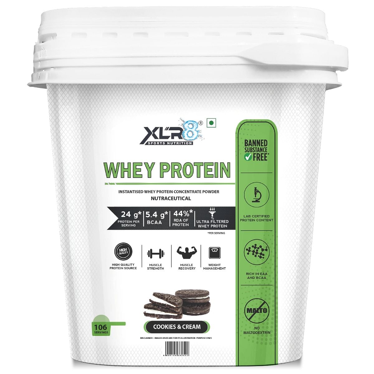 

XLR8 Whey Protein with 24 g protein, 5.4 g BCAA - 8 lbs (Cookies & Cream)
