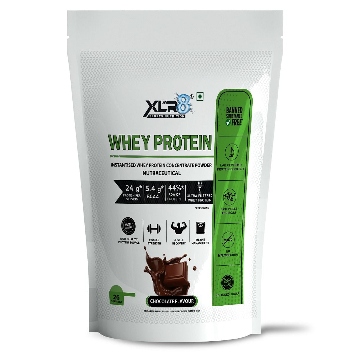 

XLR8 Whey Protein with 24 g protein, 5.4 g BCAA - 2 lbs / 907g (Chocolate)