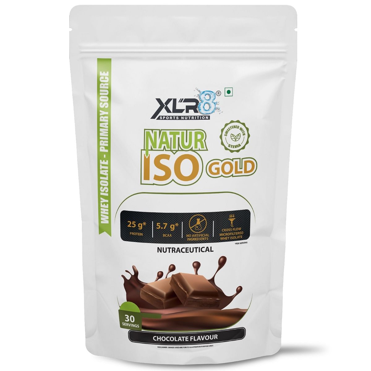 

XLR8 Natur Iso Gold Whey Protein Isolate, 25g Protein, 5.7g BCAA, Sweetened with Stevia, VEGETARIAN, ZERO SUGAR, Muscle Support and Recovery - 1kg ...