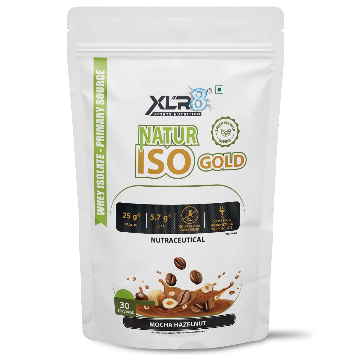 

XLR8 Natur Iso Gold Whey Protein Isolate, 25g Protein, 5.7g BCAA, Sweetened with Stevia, VEGETARIAN, ZERO SUGAR, Muscle Support and Recovery - 1kg ...