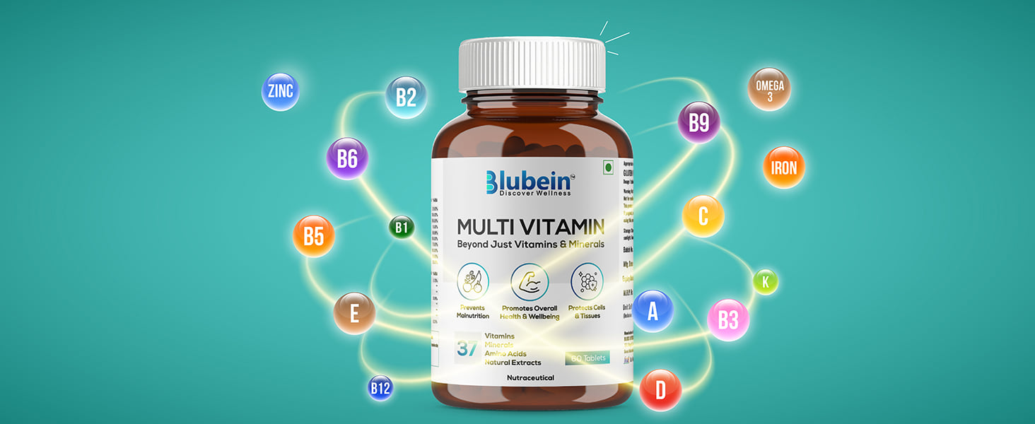 Multivitamin Rda Blubein Multivitamin Tablet with 37 Vital Ingredients for Overall ...