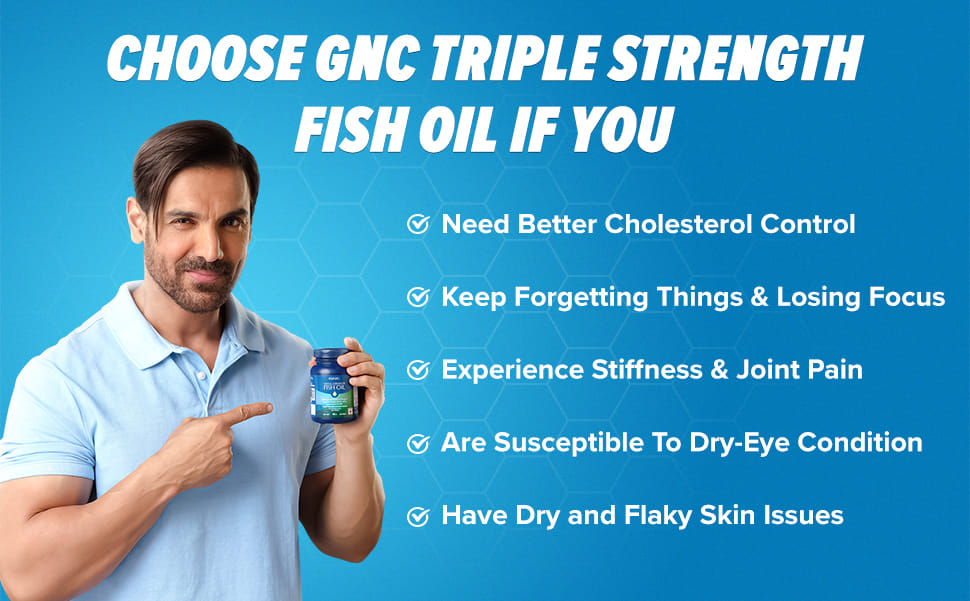 GNC Triple Strength Fish Oil Omega 3 Capsules for Men & Women | 900mg ...