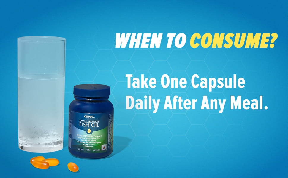 GNC Triple Strength Fish Oil Omega 3 Capsules for Men & Women | 900mg ...