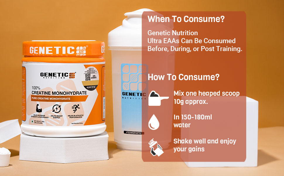 Genetics Creatine Genetic Nutrition 100% Pure Creatine Monohydrate Powder (Unflavoured ...