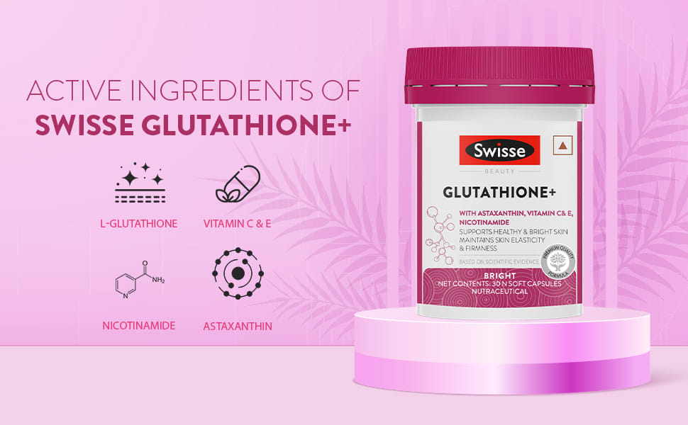 glutathione benefits weight loss Swisse Glutathione+ | 30 Capsules | Astaxanthin | Vitamin C & E |  Nicotinamide | Bright Skin